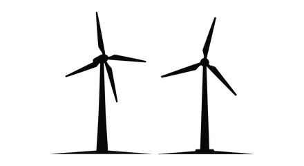 Wind turbine silhouettes against a white background © Sonia512