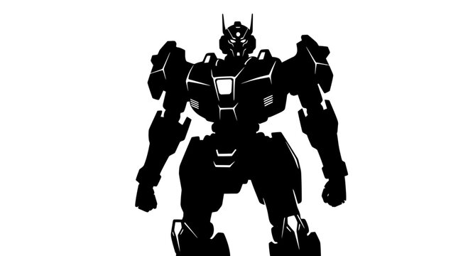 Black Silhouette of a Futuristic Mecha Robot