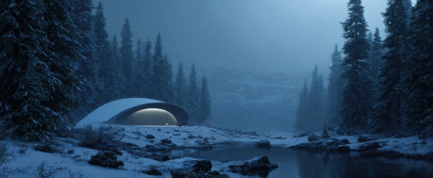 futuristic subzero climate shelter situated near habitable zones