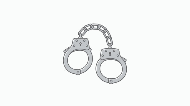 A pair of metal handcuffs with chain.