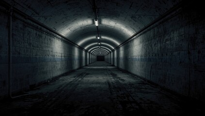 Fototapeta premium Barren reinforced tunnel reflecting Cold War strategic use