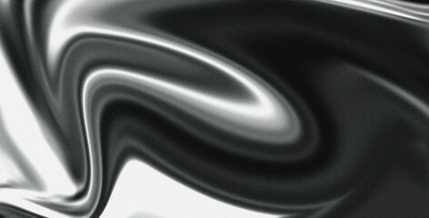Fototapeta premium Silver Black Liquid Abstract Background with Smooth Metallic Curves and Luxury Texture