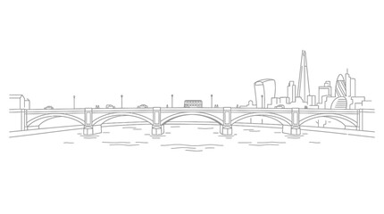 Fototapeta premium City skyline with a bridge over water.
