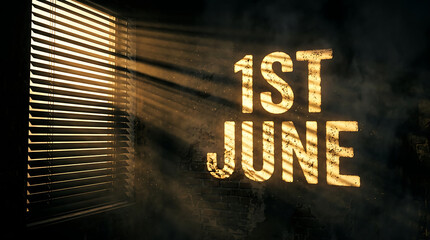 1st june global day of parents text on dark brick wall with light rays