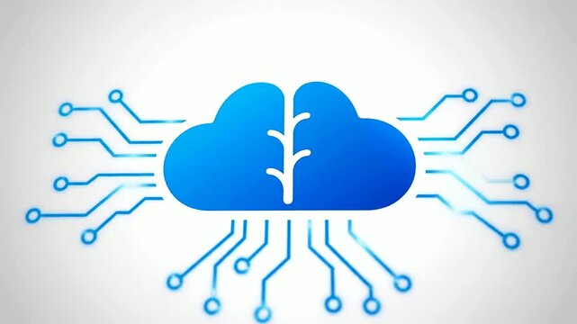 Cloud computing brain design with digital neural network connections or Artificial intelligence cloud concept with digital brain tree symbol