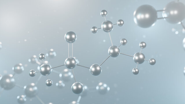 sarin molecular structure, 3d model molecule, nerve agent structural chemical formula view from a microscope