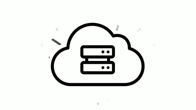 Cloud computing server icon animation on white background or Animated server icon in cloud computing for data storage and online solutions
