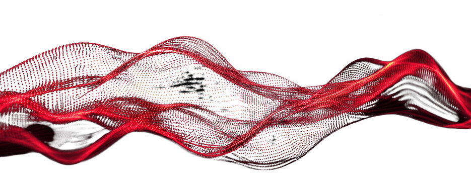 Onda abstrata e fluida em tons de vermelho vibrante, com textura et&eacute;rea e contornos suaves, ideal para design gr&aacute;fico e branding.