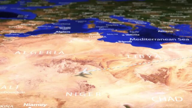 Flight From Ashgabat Turkmenistan to Dakar SENEGAL with flag pins