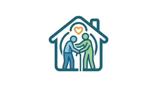 Elderly Care Home Support Helping Hand Icon.