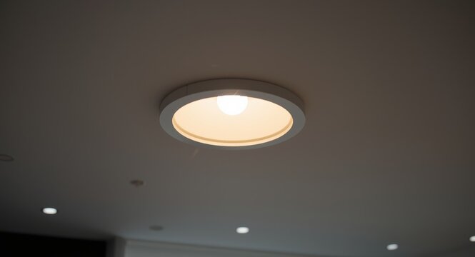 Ceiling mounted recessed downlight fixture in modern interior