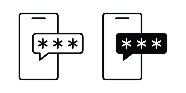 Otp sms password icon for apps and websites. Vector symbols