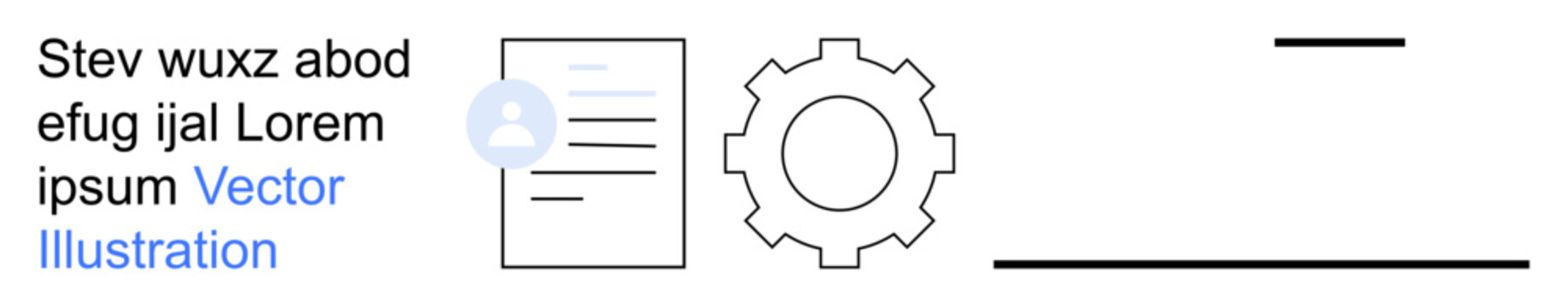 Business process, document management, settings, configuration, workflow design, automation. Gear and document icon in minimal line style. Business process and document management concepts
