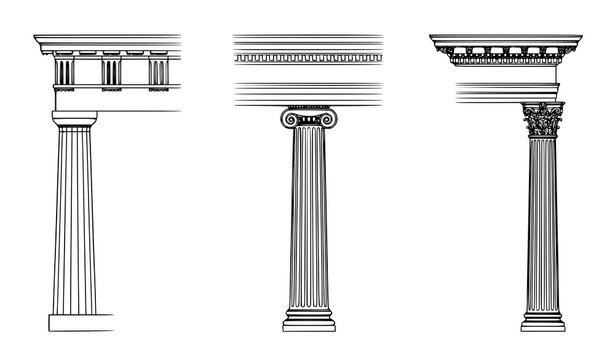 Architectural column styles doric ionic and corinthian