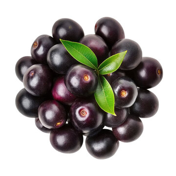 Pile of jamun top view isolated on transparent background