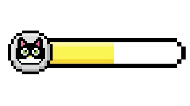 Pixel art progress bar featuring a charming cat character, ideal for game interface design or loading screens