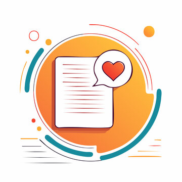 Heart Icon on Document with Speech Bubble