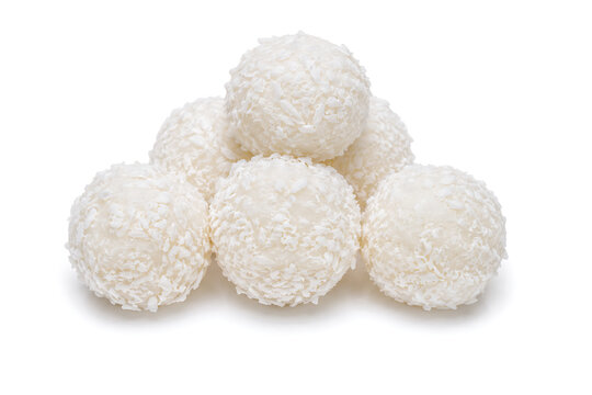 Myanmar mont lone yay baw coconut rice balls isolated