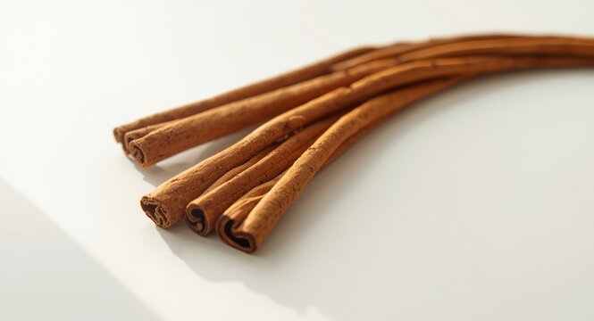 Aromatic cinnamon strips for cooking on clean white background