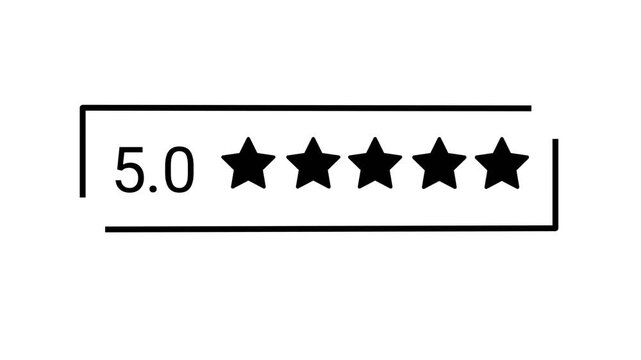 Five star customer rating and feedback score counting up animation isolated on white background