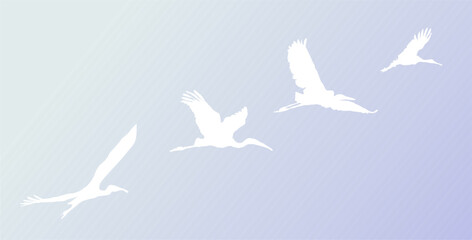 Naklejka premium White Silhouettes of Flying Birds on Pastel Gradient Background