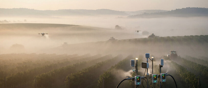 Cinematic Smart Farming Landscape with Drone and Solar Sensors