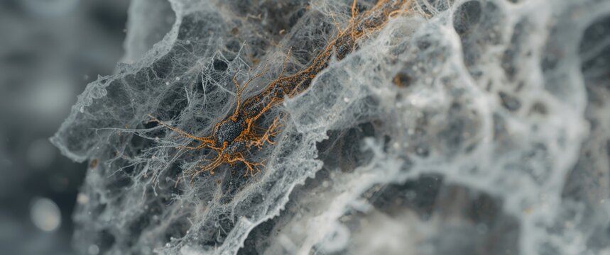 Astrocyte Morphology in Cerebellar Cortex Close-Up Image with Golgi Silver Chromate Stain