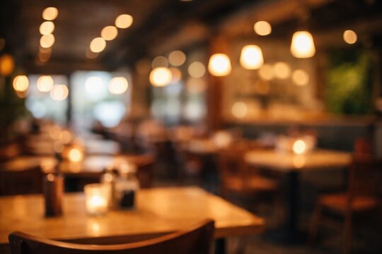 Softly blurred backdrop of a casual eatery dining space