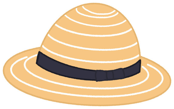 Cute straw hat flat clipart for summer beach vacation design