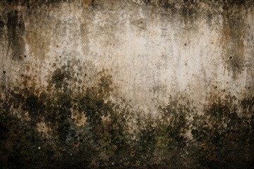 Obraz premium Weathered wall background featuring realistic mold growth and dirt with copy space for visuals