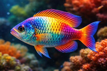 Obraz premium Vibrant shortfin fish displaying colorful scales