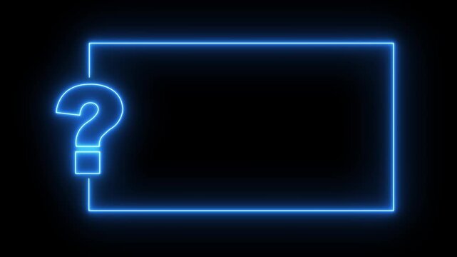 Neon Question Mark Frame for FAQ Support Help and Customer Service Concept
