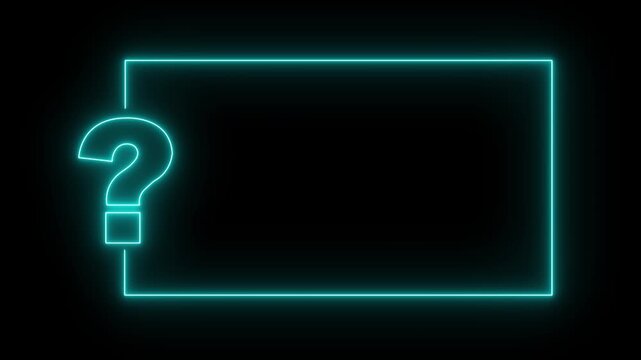 Neon Question Mark Frame for FAQ Support Help and Customer Service Concept