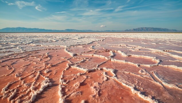 Aerial visualization of colorful salt flats capturing artisanal family salt techniques