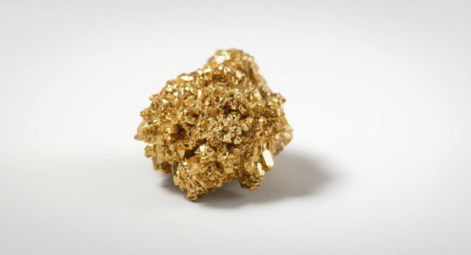 Chalcopyrite mineral specimen isolated on a clean white background