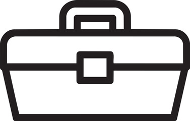 Fototapeta premium Black outline icon of a simple metal tool box