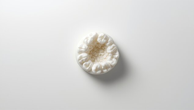 Bone graft biomaterial for dental surgery shown on a white background surface