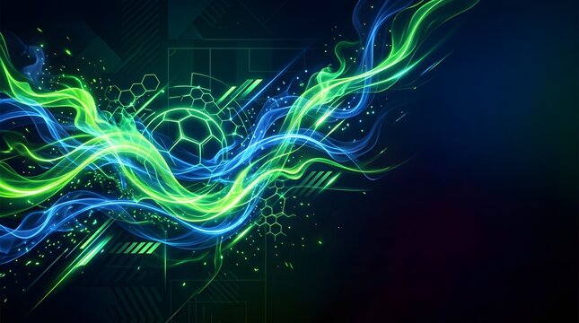  world cup 2026 vibrant neon soccer background with dynamic green and blue lights