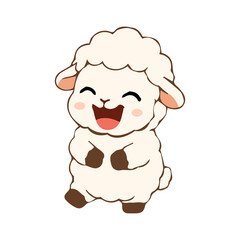 Fototapeta premium Cute sheep cartoon vector illustration element with playful animation style.