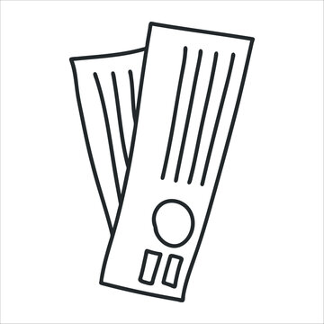 Travel Boarding Pass and Airplane Tickets Icon for Vacation Flight and Journey Planning. Doodle hand-drawn tickets for various events like concerts, raffles, cinema, and train travel.