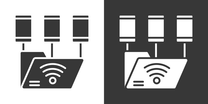 Database Icon Set Vector Collection Isolated In Black And White