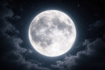 Fototapeta premium Sharp close up image of a luminous full moon during night