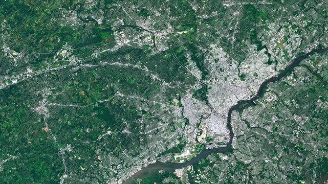 Philadelphia Pennsylvania USA Satellite View 4K Earth Observation