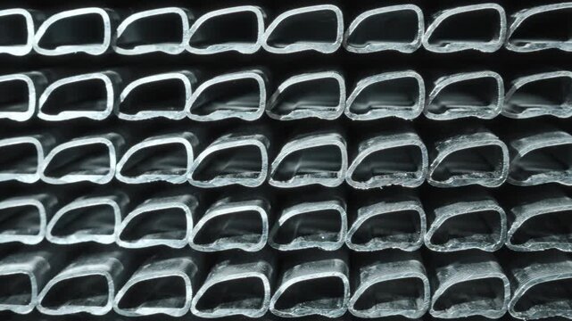 Detailed Inspection Of Rectangular Hollow Aluminum Profiles Prepared For Shipment In Storage Facility