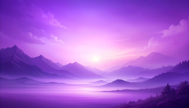 Purple Fantasy Mountain Landscape
