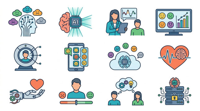 Artificial Intelligence and Technology Icons Set.