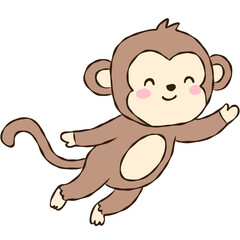 Obraz premium Cute cartoon monkey character set, adorable brown monkey stickers