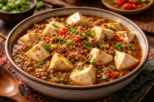 Peranakan dish Mun Tahu highlighting soft tofu cooked with minced meat