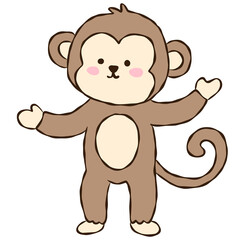 Fototapeta premium Cute cartoon monkey character set, adorable brown monkey stickers