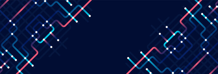 Circuit connect lines. Network technology and Connection concept. Decentralized network nodes connections © natrot